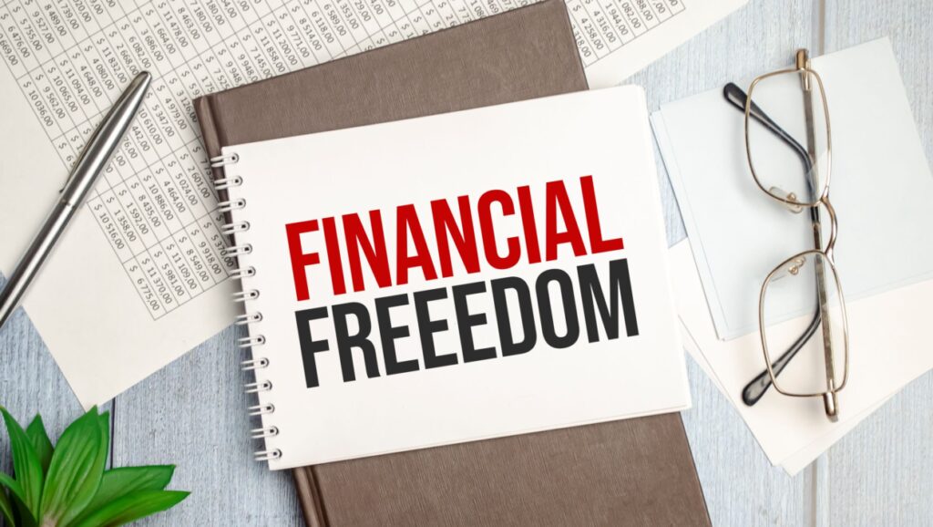 A photo with a written text financial freedom